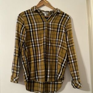 Sonoma, mustard, yellow, and black plaid top size small